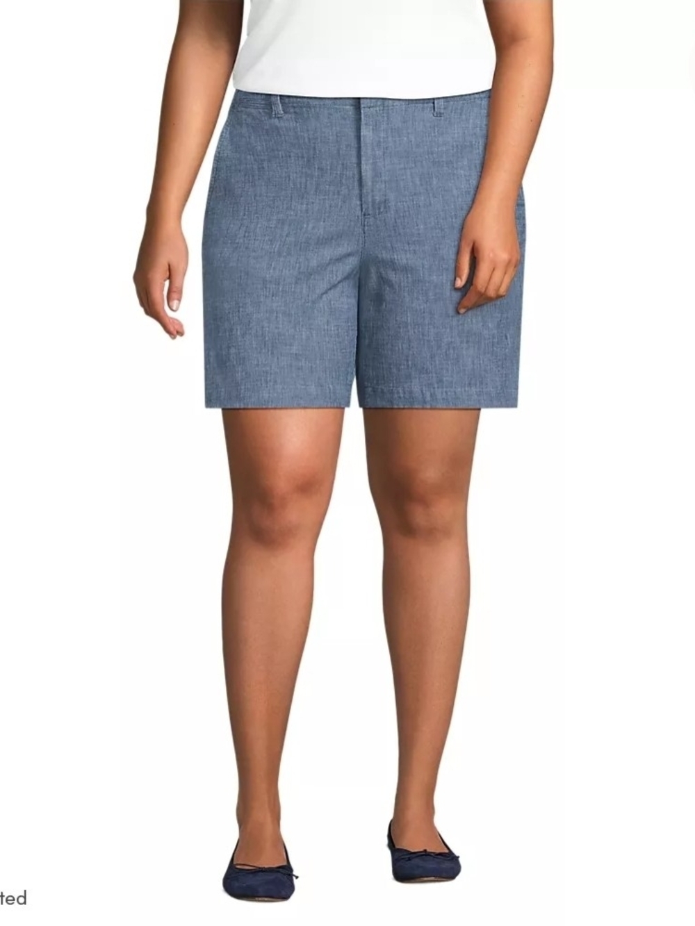 Lands' End Women's Chambray Bermuda Shorts - Light Blue - Size 12 - Picture 2 of 10